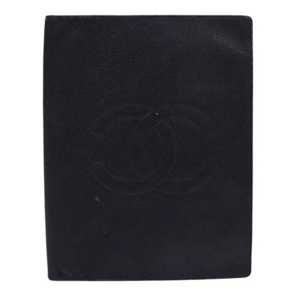 CHANEL COCO Mark Note Cover Calf Skin Black CC Auth bs16686 - Picture 11 of 16